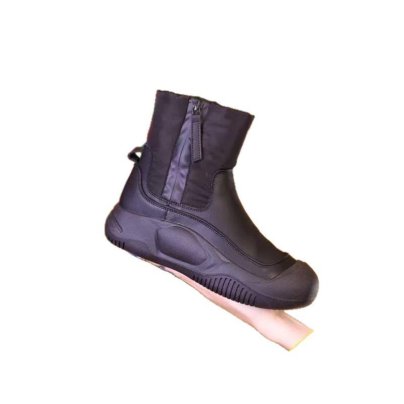 Women's Winter Fur Lined Snow Boots Outdoor Non Slip Faux Leather Ankle Boots With Zipper Thick Sole Warm Plush Lined Bootie High-Top Shoes for Female