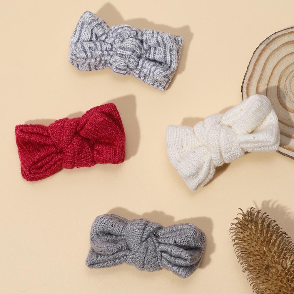 Children's Knitted Bow Hair Clips - Korean Style Decorative Headwear for Girls