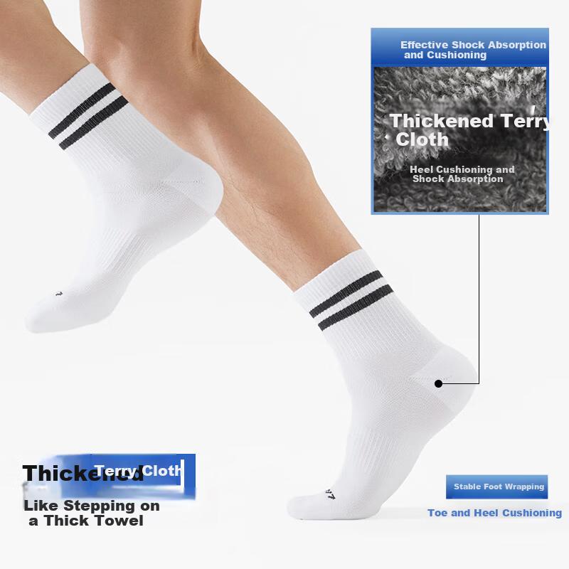 HLA Unisex Mid-Calf Cotton Socks 10A Shock-Absorbing Breathable Comfortable Sports Casual Mid-Length Socks 3-Pack