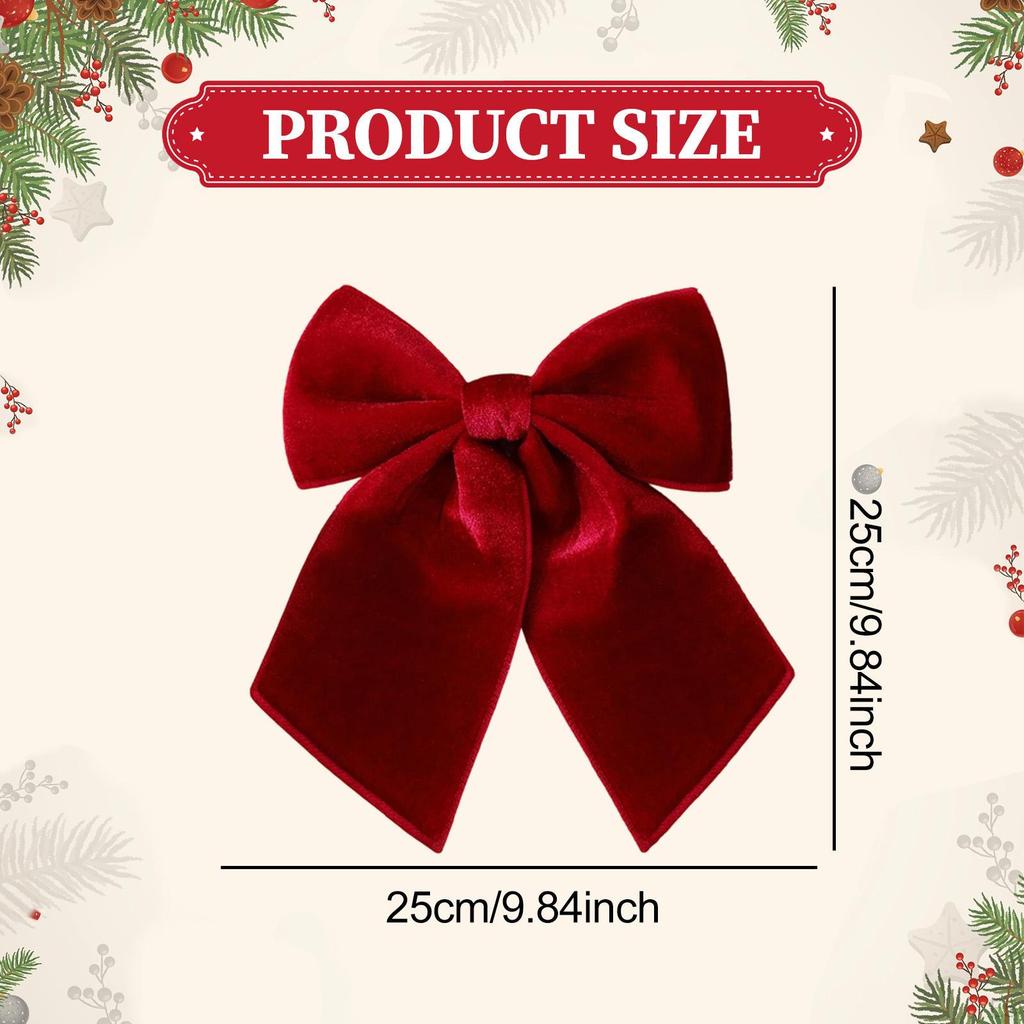 25cm Christmas Bow Tree Bowknot Xmas Decoration Velvet Ornament for Indoor Front Door
