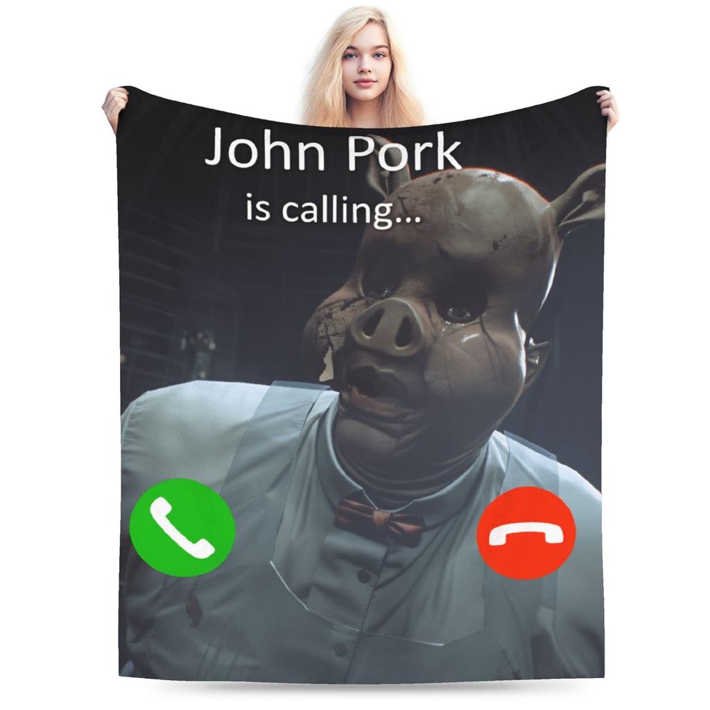 Soft Warm Blanket Kids Airplane Travel John Pork Is Calling Throw Blanket Flannel Bedspread For Couch Chair Novelty Sofa Bed