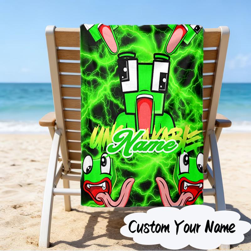 Custom Name Space Alien Un-speakable Microfiber Beach Towel Super Soft & Absorbent for Bath, Beach, Travel Bath Time Accessory, Fan Gifts