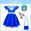 Kids Zombies 3 Cheerleader Cosplay Costume Halloween Dress Bag Wig Suit Gift Set