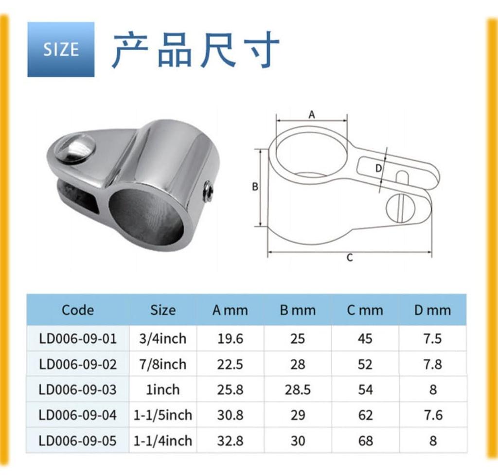Fiegcit Marine Boat Awning Handrail Fittings 22/25mm Elbow, 316 Stainless Steel Deck Hardware Silver (Complete Set of 22mm Components)