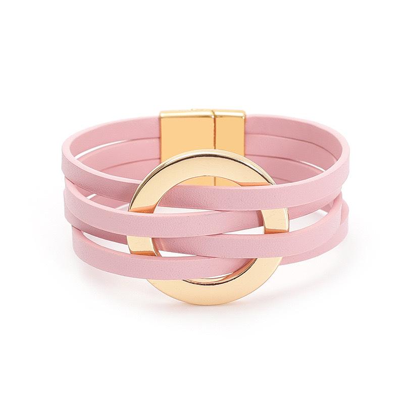 

Стильный многослойный женский кожаный браслет с магнитной застежкой - европейская и американская мода