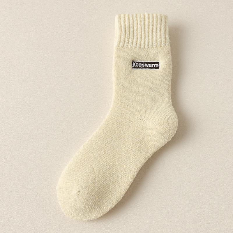 Wool Socks Children'S Medium Tube Socks Season Warm Plush Thickened Terry Socks Embroidered Letters Winter Super Thick Stockings
