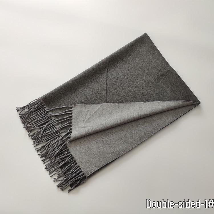 2024 Autumn/Winter Imitation Cashmere Double-Sided Red Scarf - Solid Color, Warm Shawl for Women, European & American Style.
