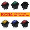 2Pcs KCD4 IP65 Waterproof Rocker Switch 16A 6Pin ON OFF ON Push Switch Car Boat Button Switches with Light