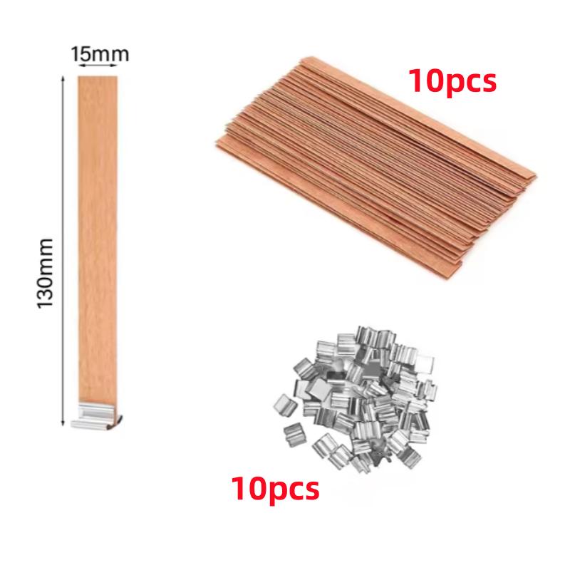 10/30pcs Wooden Candle Wick Set With Clip Base Smokeless Candle Wicks for DIY Paraffin Candle Jar Making Candle Making Supplies