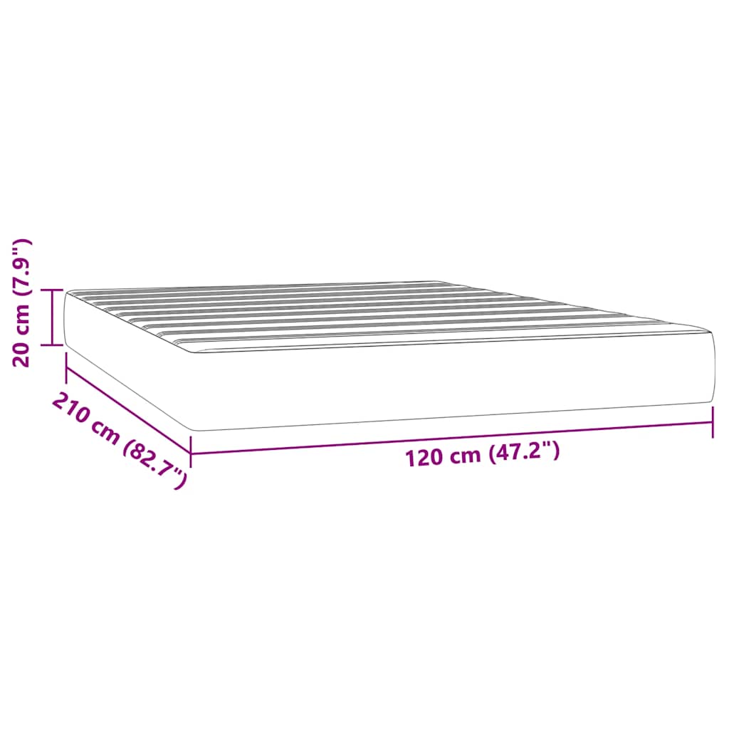 Pocket Spring Mattress Medium Firm Light Grey 120 x 210 x 20 cm Velvet