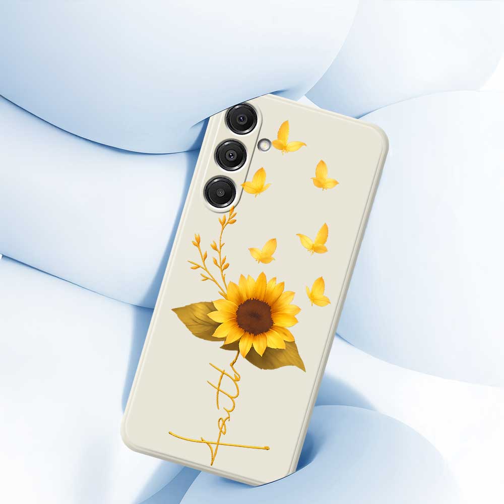 For Samsung Galaxy A16 5G/4G Case Golden Butterfly Sunflower Pattern Printing Straight Edge TPU Phone Back Cover