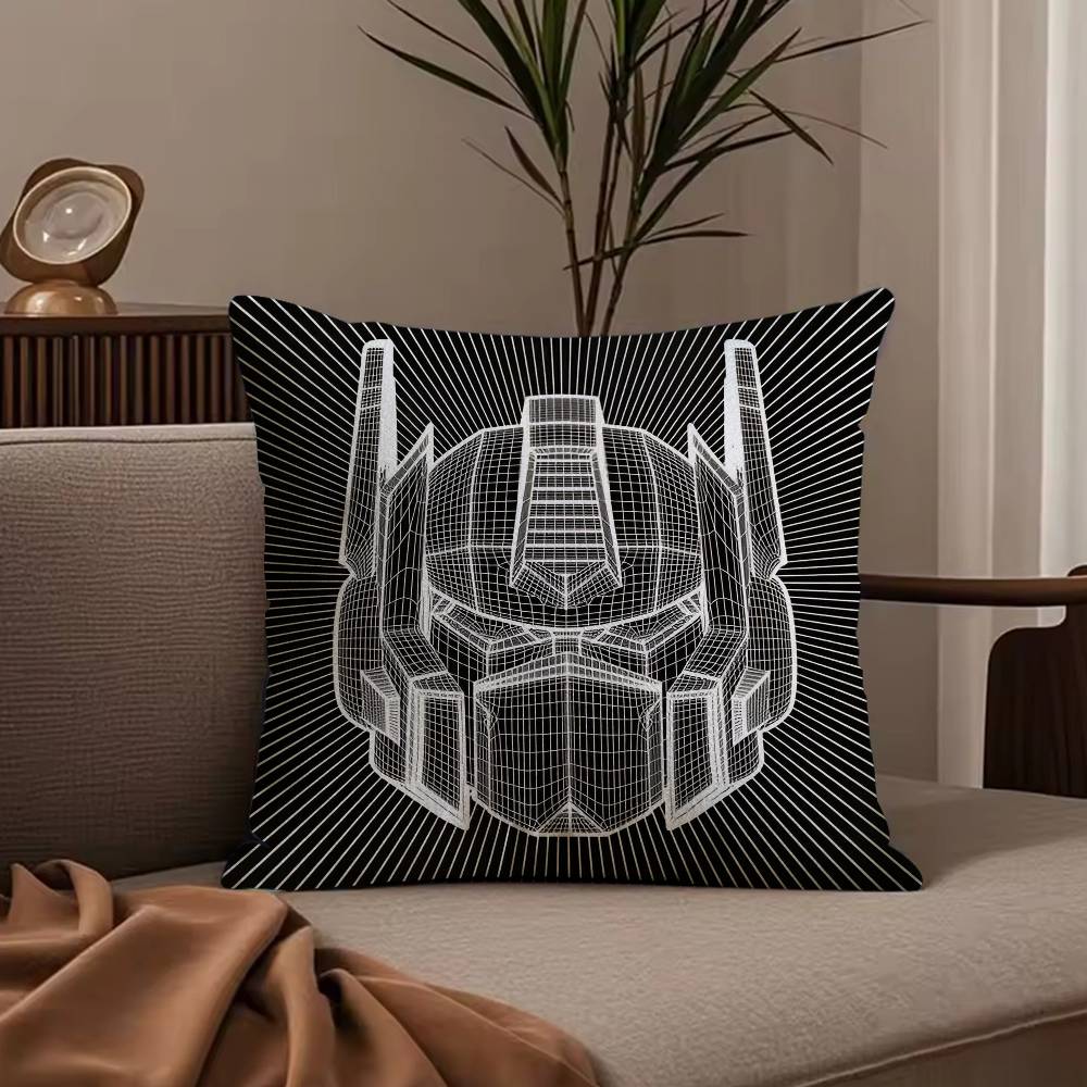 T-Transformer Classic Film Pillow Case Anti-dustmite Pillowcase Invisible Zipper Silky Short Plush Sofa Cushion Cover