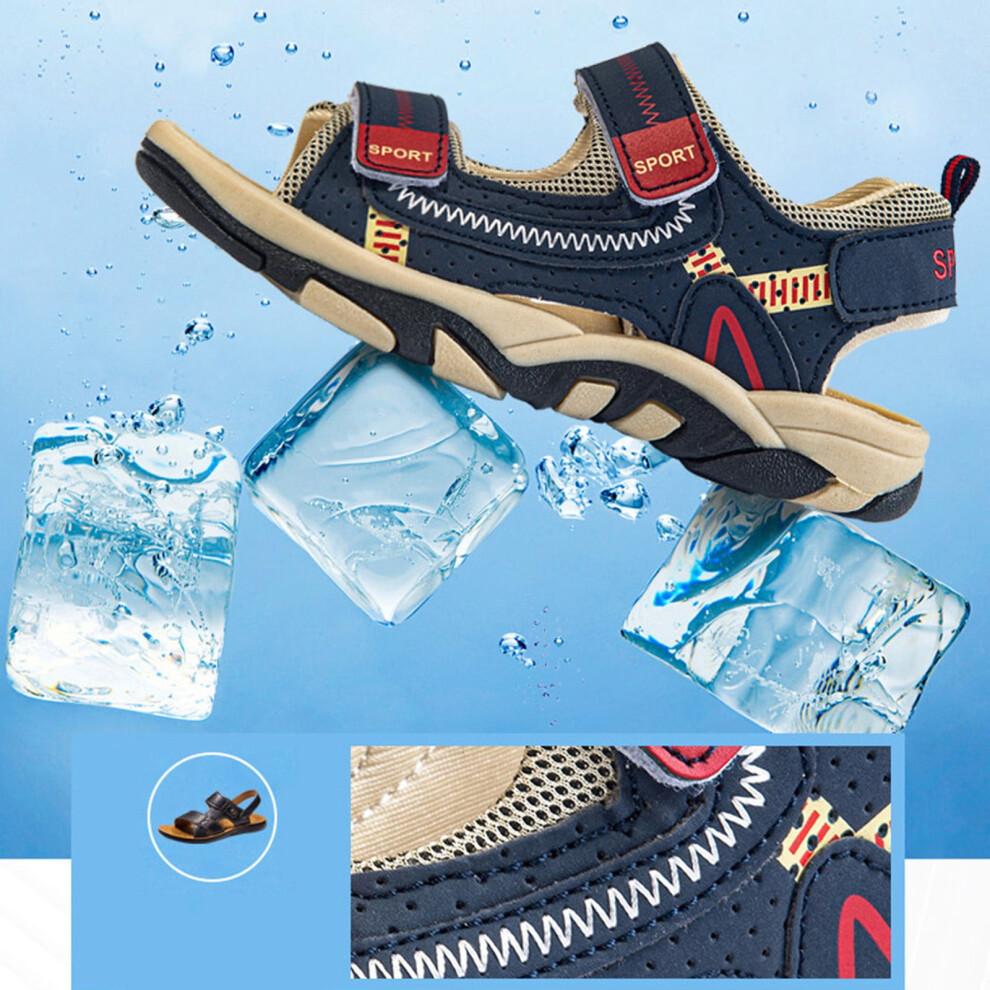 Kids Boys Walking Sandals Boys Summer Walking Sandals Kids Casual Unisex Toddler Slides Blue 8-9 Years