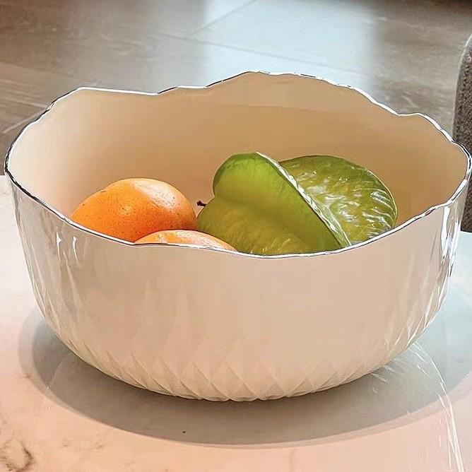 Nordic Style Gold-Rimmed Salad and Dessert Bowl Set