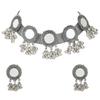 Kvinnor Senaste Stilfulla Fancy Oxiderat Silver Tribal Choker Halsband Med Örhängen Smyckesset