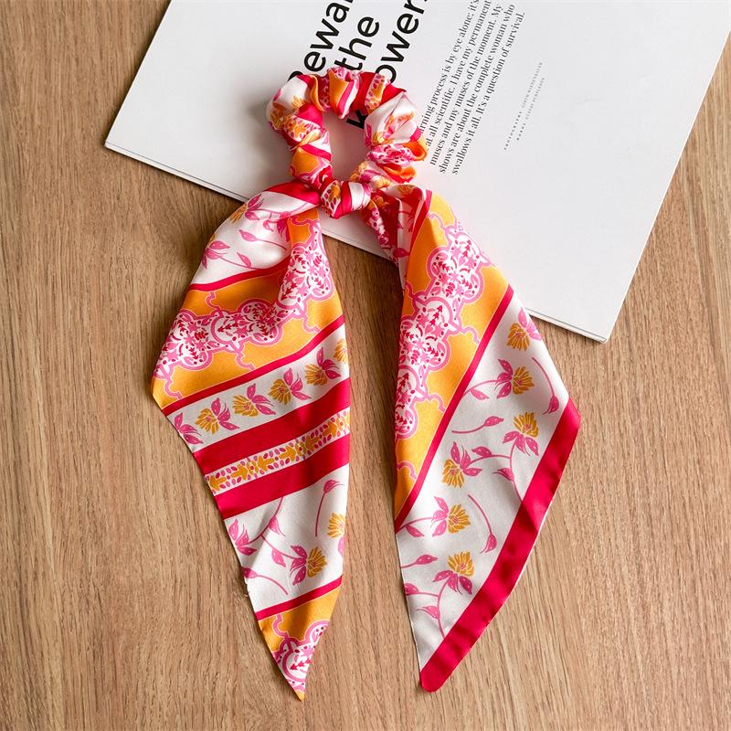 Women's Bow Tie Simple Knot Hair Tie, Colorful and Elegant Hair Ring with Long Flowing Ribbon Accessory