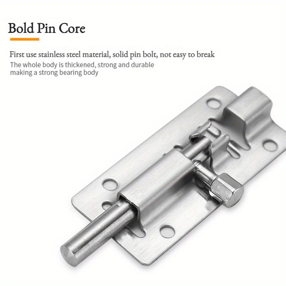 4-Pack Durable Stainless Steel Door Pin Locks, Metal Security Sliding Bolt for Wooden Doors, Anti-Theft Pin Bar for Home Safety