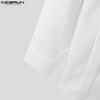 INCERUN Oversized Men Lapel Neck Long Sleeve Buttons Shirts Ribbon Patchwork Tops