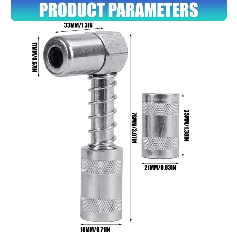 Angled Grease Fitting Grease Coupler Adapter Tool Leakage Prevention Works With Standard Manual Grease Guns