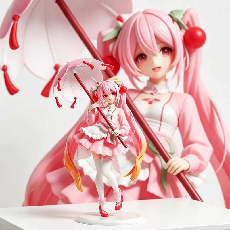 Anime Figur Hatsune Miku 21cm Sakura Miku Sakura Dress Figure Anime PVC Toys Gifts Collections Figurine