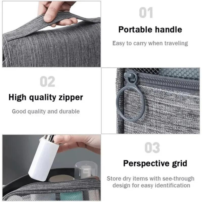 1pc Foldable Toiletry Bag Organizer Hanging Storage Bathroom Makeup Case Cosmetic Bag Travel For Travel Business