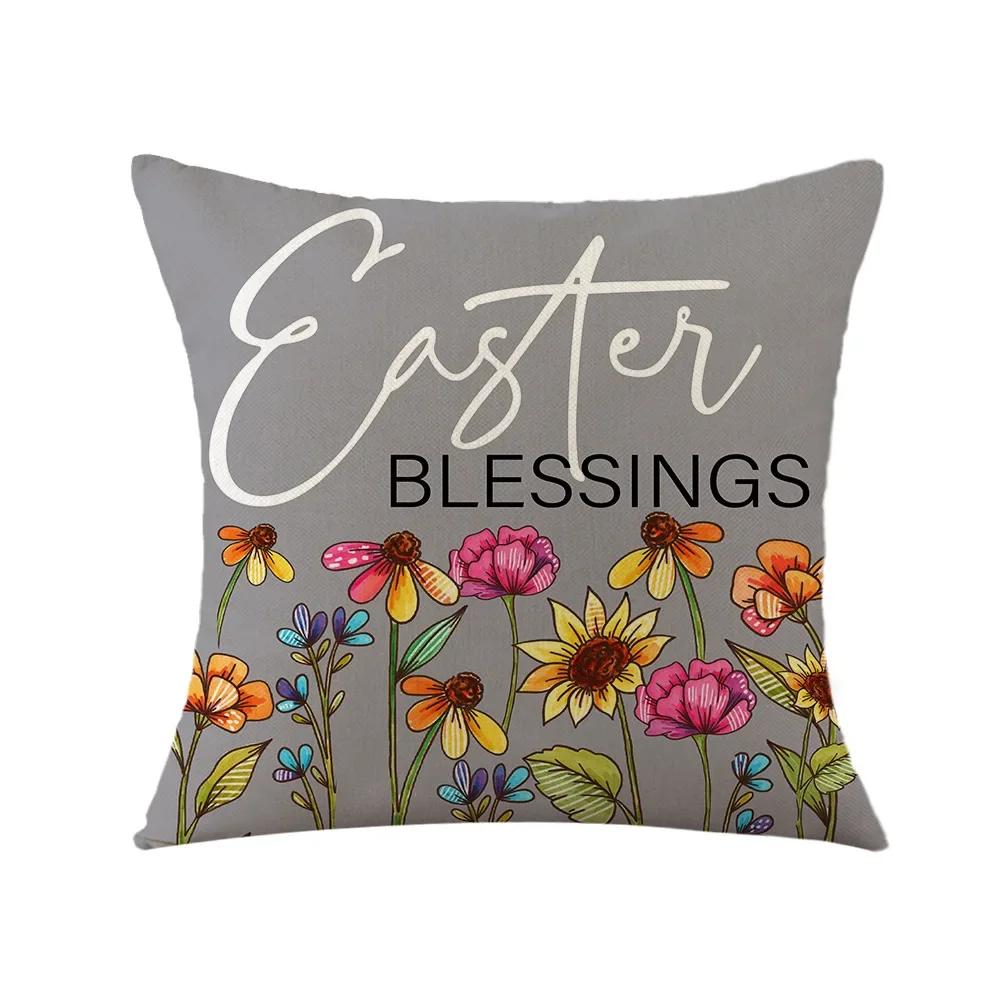 Easter Decor Pillowcases 45x45cm Linen Pillow Cover Easter Decorations Favors Pillows Cushion Cover Easter Bunny Eggs Pillowcase