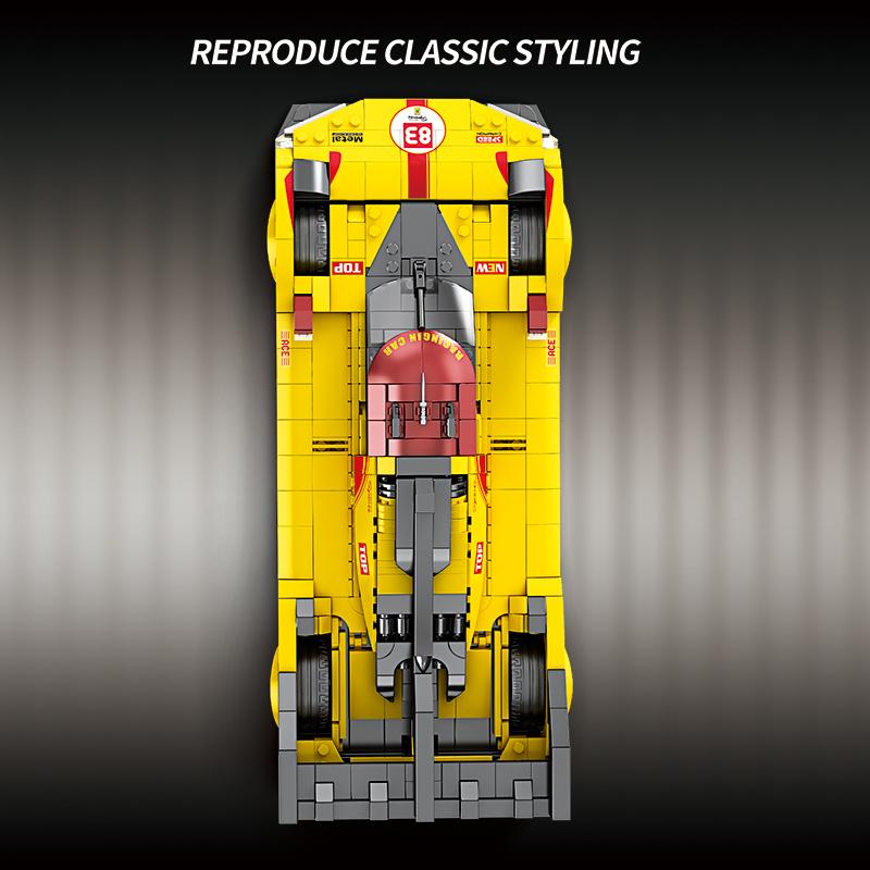Ungiftig 1370 Teile Gelbes Supercar Bausteine V6 Motor Rennwagen 1:16 Modellbausteine Schreibtisch-Ornament Kinder DIY Spielzeug Weihnachtsgeschenke