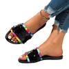 One-word Slippers Women's Summer Wear New Fashionable Versatile Sequined Flat-bottomed Open-toed Beach Cool Slippers