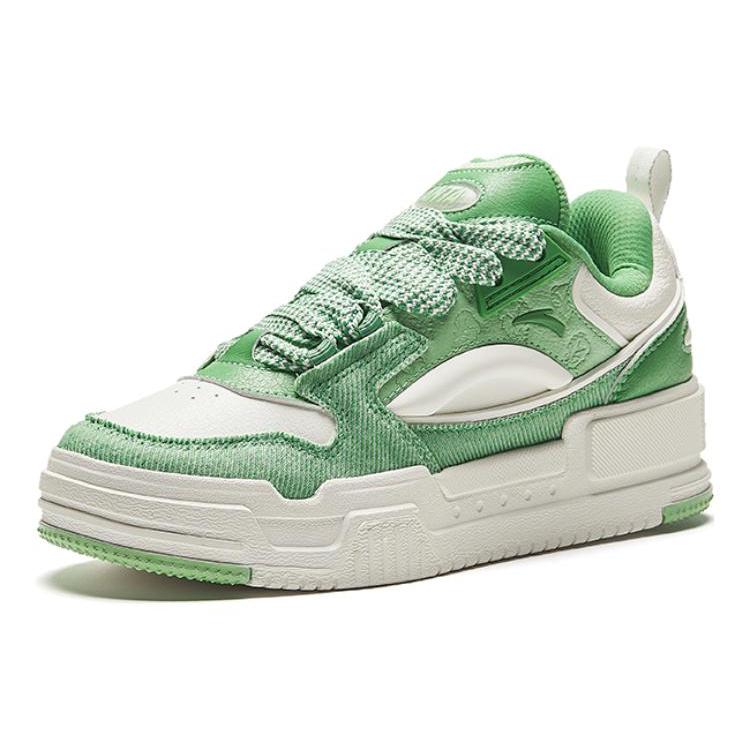 New Anta Micro Sugar Slip Resistant Low Top Skateboard Shoes Women's Green White 922348001-6