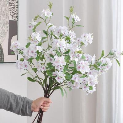 Soft Texture Artificial Blue Snowflake 87CM Length Faux Flowers Silk Floral Stem  Bride Holding