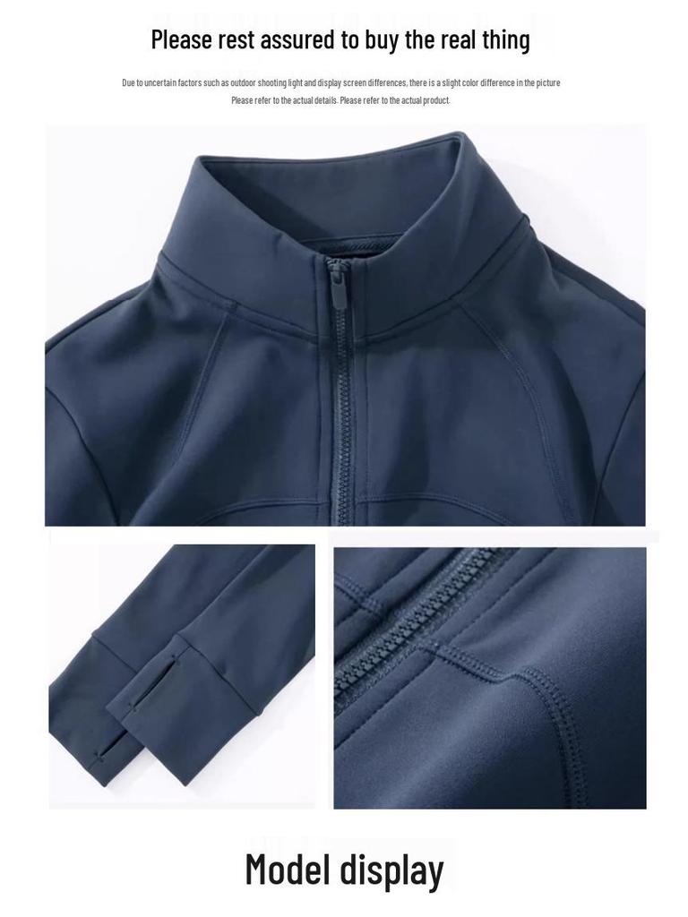 Quick-Dry Slim-Fit Stand-Up Collar Sports Jacket for Running & Yoga