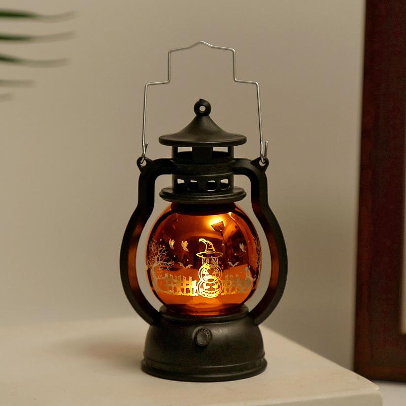 2025 Halloween Led Pumpkin Light Mini Plastic Retro Oil Lamp Battery-Operated Lantern Decor For Indoor Outdoor Spooky Atmosphere