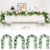 1PC Plastic Handmade Artificial Eucalyptus Leaf Vine Romantic Simulation Flower Vines Festival Laser Butterfly Home Decoration