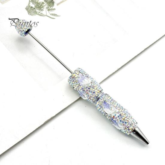 Fun Glowing Writing Tool DIY Glow-in-the-Dark Diamond Beaded Pen, Rhinestone Ballpoint Pens with Cartoon Charms, Cute Glitter Creative Gift Pen Tools
