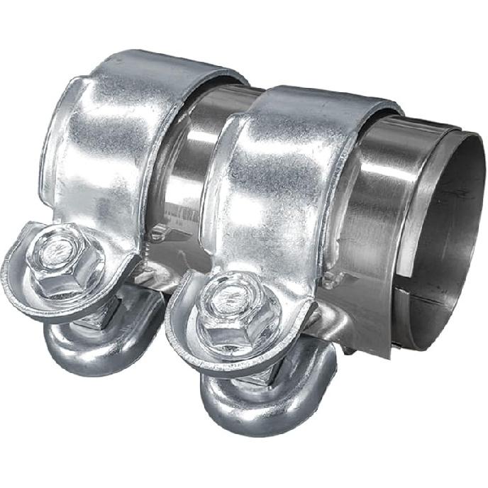 2 Inch Automotive Exhaust Clamp, Stainless Steel Butt Joint Bolts Band Flanges Clamp Assembly, Universal Tube Connector Sleeve Coupler for Muffler