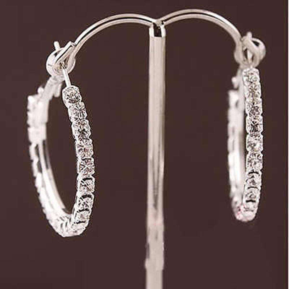 

Gift Diamante Rhinestone Round Earring Hoop Earring Earring Silver Plated