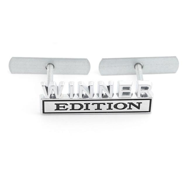 1Pc 3D Metal Winner Edition Logo Car Front Grille Badge Side Fender Rear Trunk Emblem Sticker Decal