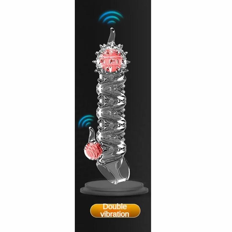 Male Extend Sleeve Penis Extender Vibrate Reusable Condoms Enhancer Sex Toys For Men Delay Ejaculation Cock Nozzle