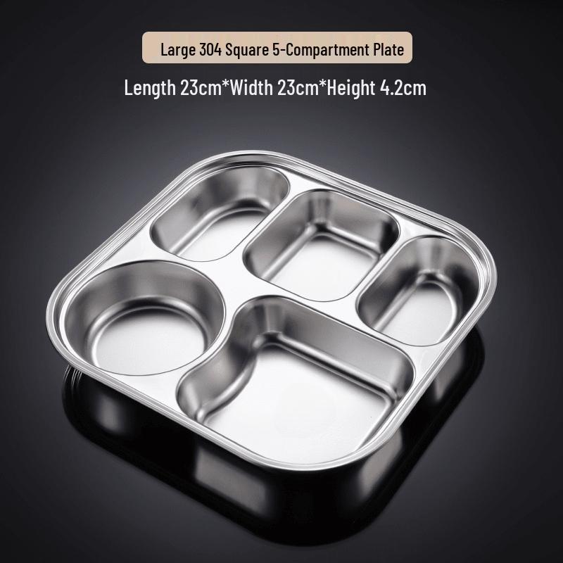 Divided Stainless Steel Lunch Plate Set