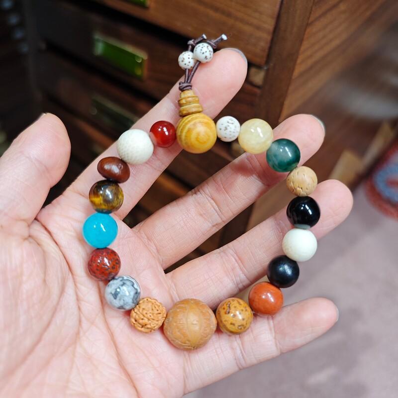 18 Bead Wooden Prayer Bracelet Handmade Buddhist Mala Meditation Spiritual Practice Unisex Retro Style