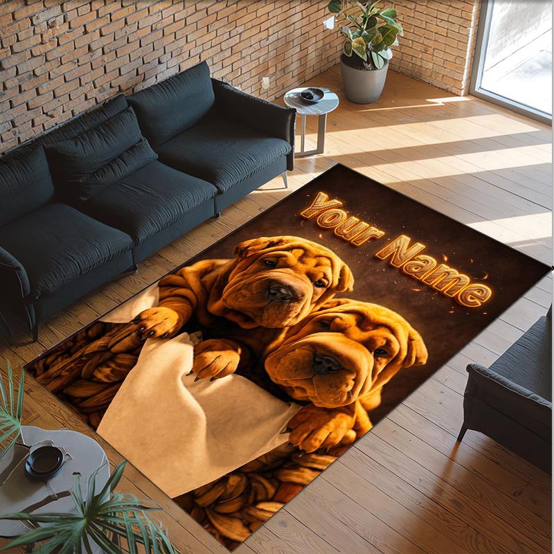Family Friends Theme Crystal Velvet Rug Personalized Custom Name Text Soft Floor Mat Home Decor
