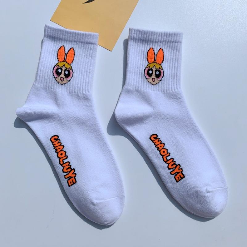5 Pairs of Socks Men and Women Mid-calf Cute Tide Hip Hop Skateboarding Sports Cartoon Short Cotton Socks