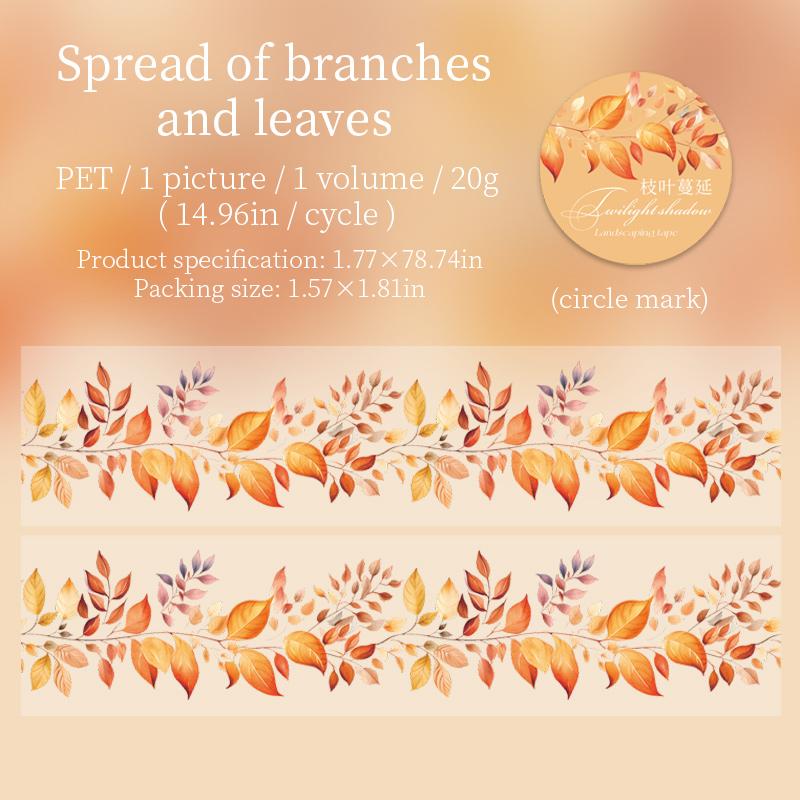 

45mm*2m Autumn leaves PET Tape Scrapbooking Decoration Collage Journal Masking Tapes Diary Craft Stickers Stationery supplies