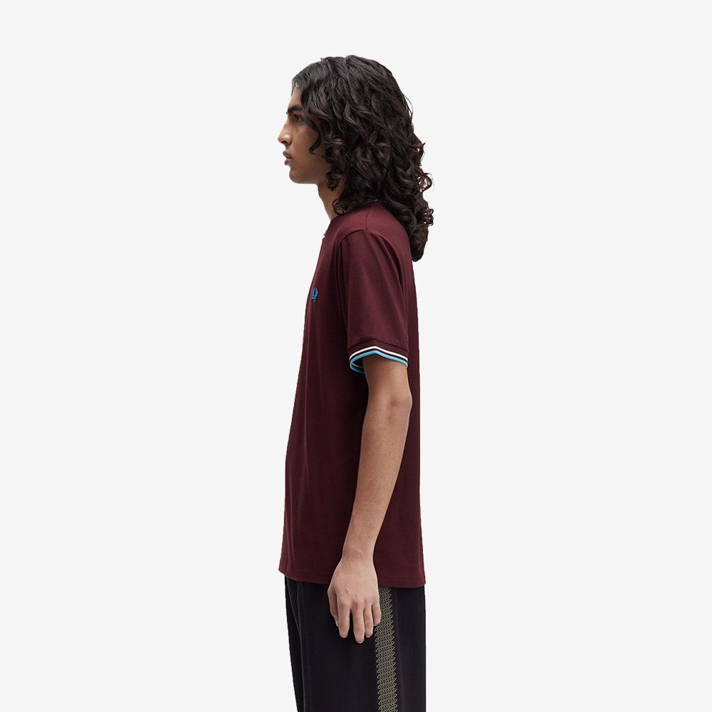 Fred Perry [Baseline] Twin Tip T-Shirt - Oxblood/Ecru/Court Blue Afpm2531588-Z63