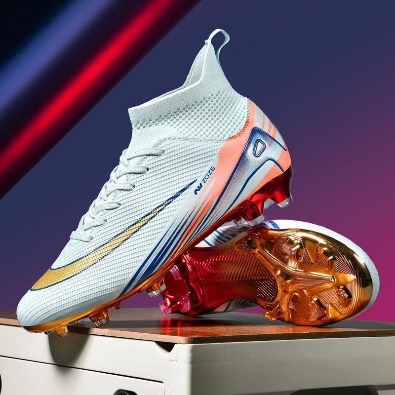 High-top Football Shoes Boys' New Student Long Nails, Broken Nails, Gold-plated Soles, Competition Training Shoes