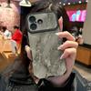 Personalized Marble Printed Vertical Grain Leather Soft Silicone Phone Case Back Cover with Camera Lens Full Protection for iPhone 17