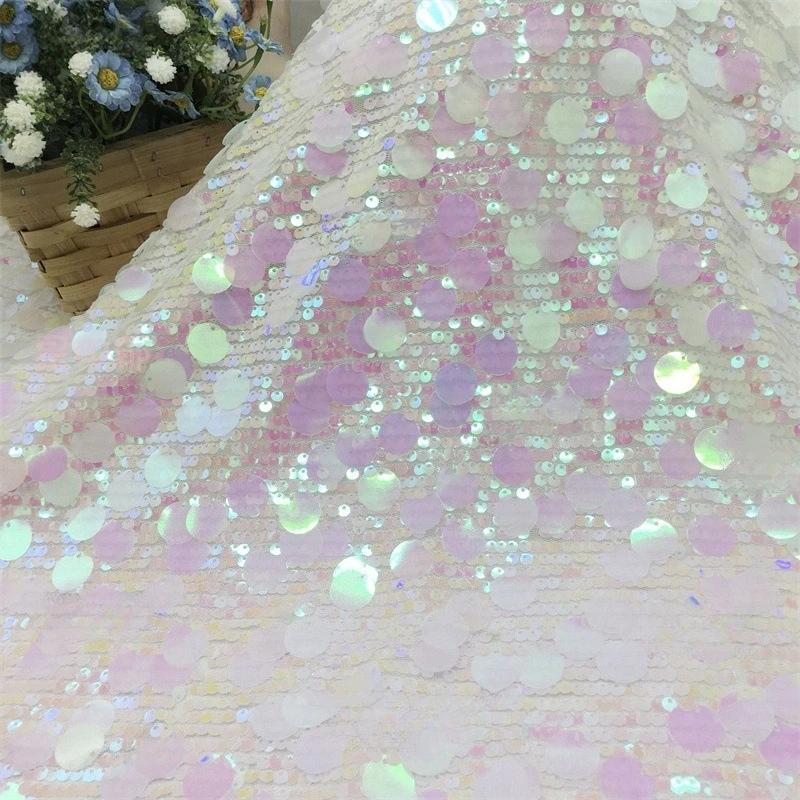 1yards 5+18mm Silver Shiny Beaded Fabric for DIY Sewing Stage & Costume Dress Background Clothing Supplies Handmade DIY Etc.