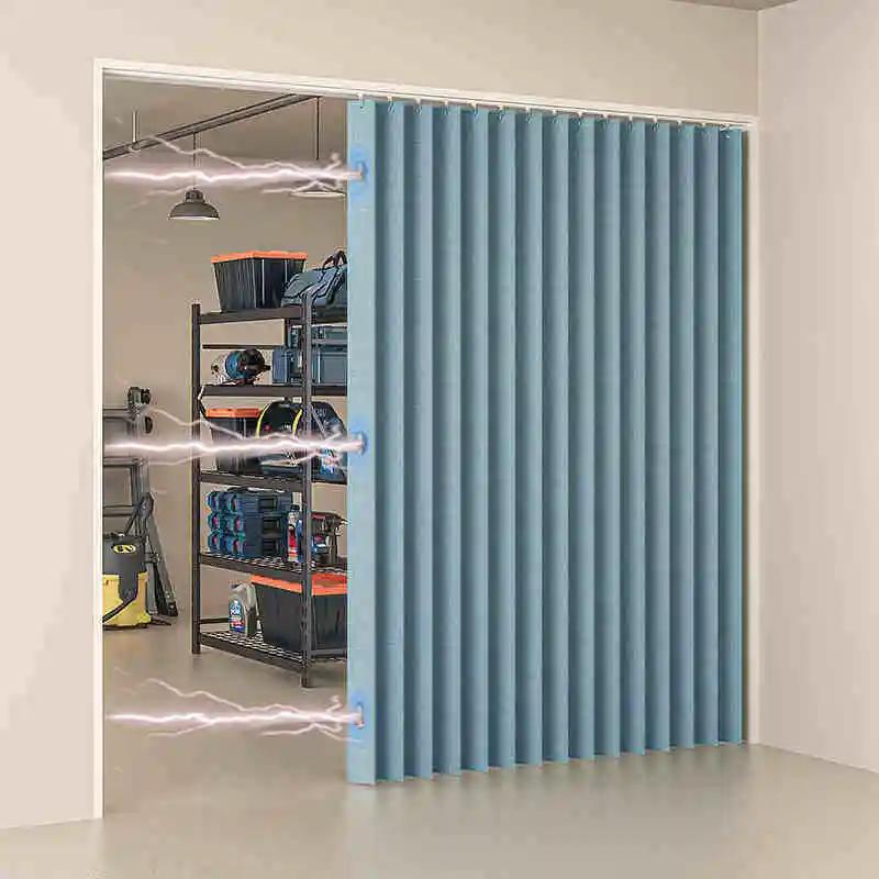 Pleated Folding Door Curtains Natural Blackout Room Valance Curtains with Hooks for Door Way, Accordion Style Closet Privacy