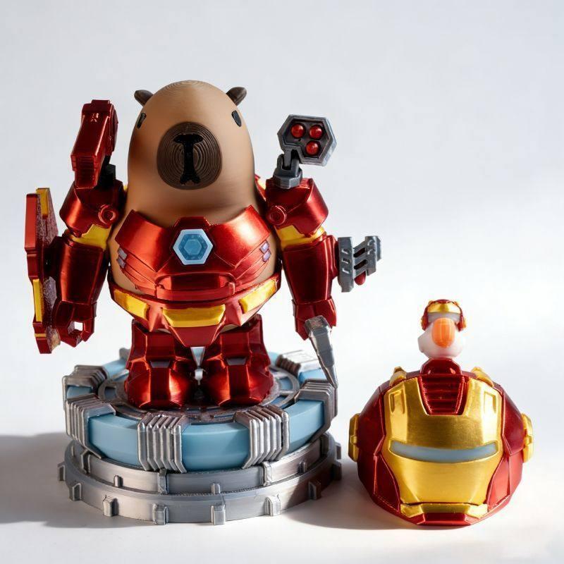 

In Stock Cartoon Iron Capybara Hero Magnetic Mecha Armor Capybara Doll Hand Crafted Creative Playthings Collectible Action Figures Gifts