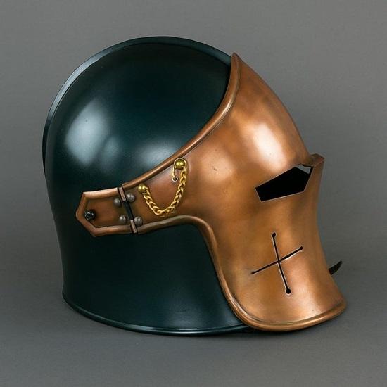 Black and Copper Barbuta Helmet  Medieval Knight Armor 18g Mild Steel Helmet  LARP Cosplay Halloween Costume  Barbuta Visored Helmet